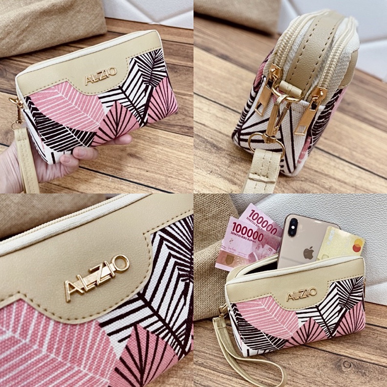 CUCI GUDANG dompet wanita hpo hape panjang 2ruang serbaguna  ALZIO DOMPET MIA 2REST FLORA ART K2O8