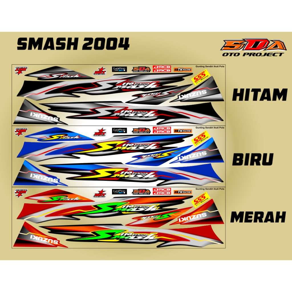 Stiker motor Smash 110 lama model smash junior thailand