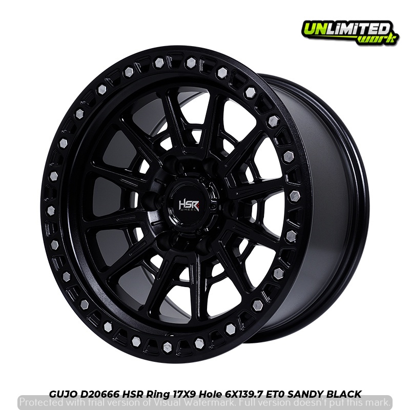 Velg Mobil Pajero Hilux Dc Lubang Buat 6X139 Ring 17 HSR GUJO Offroad Hitam