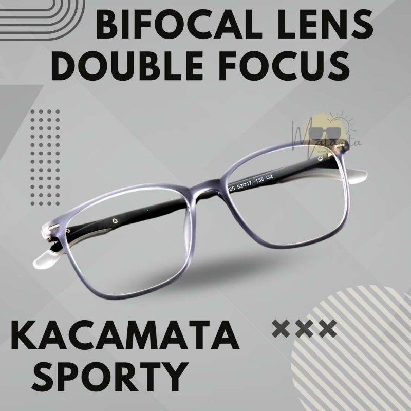 Kacamata Baca Sporty Double Focus Antiradiasi Pria/Wanita | Kacamata Plus Baca Jauh Dan Dekat | Kaca