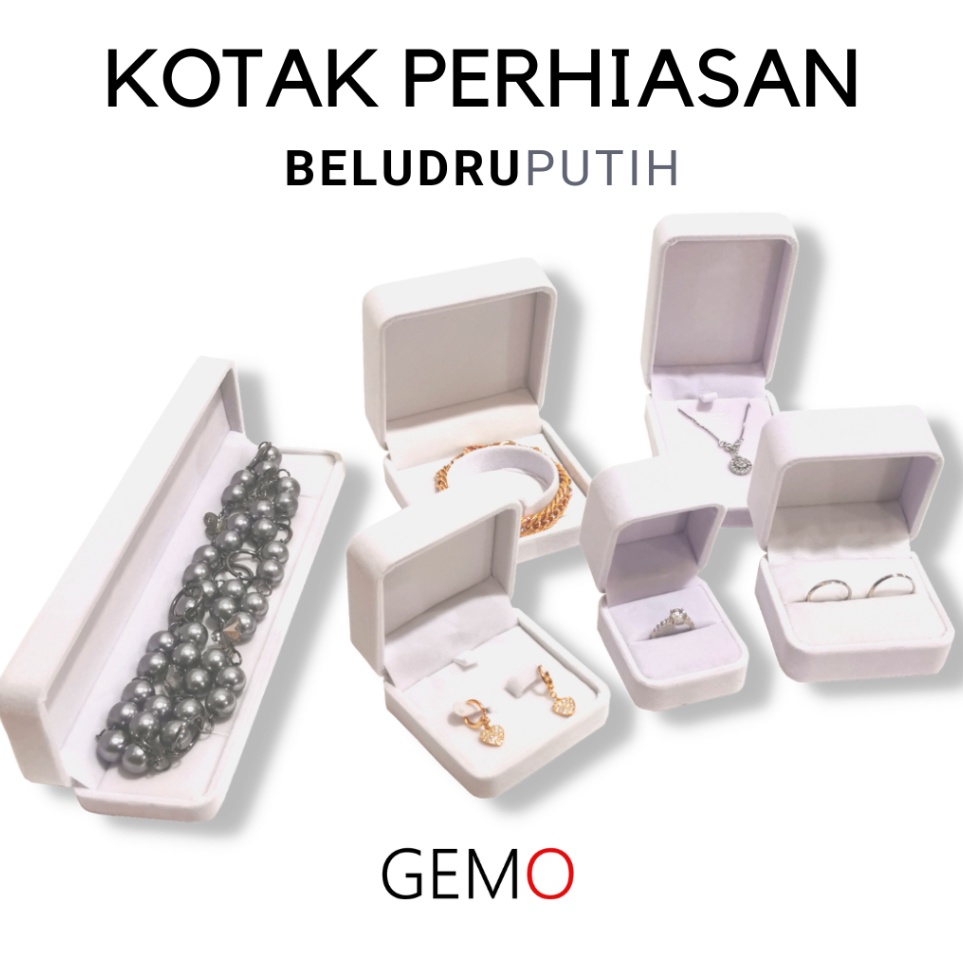 Kotak Perhiasan Warna Putih Beludru Set  Cincin  Liontin  Gelang  Kalung Koye  Jewelry Box Unik Lucu
