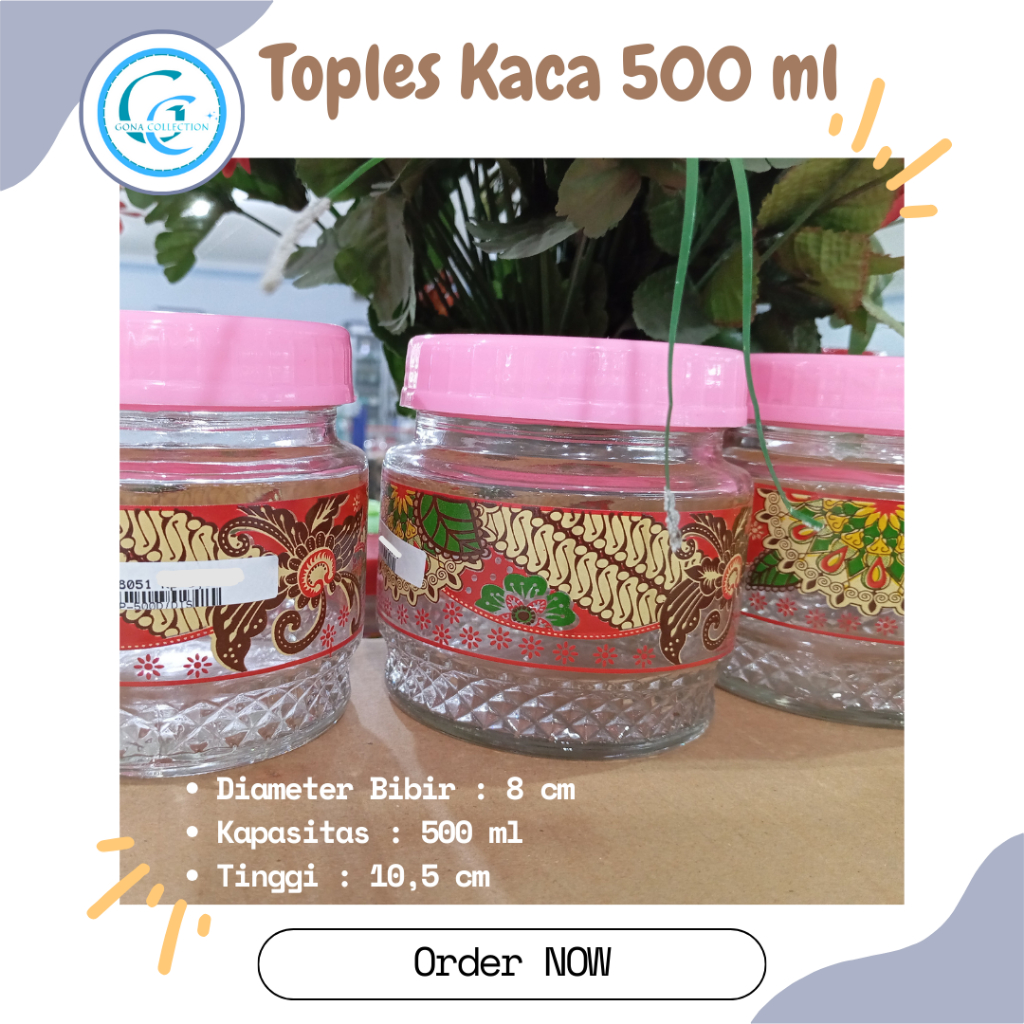 Toples Kaca 500 ml |  Toples Kaca | Toples Beling | Toples Jajan Kaca | Toples Kaca Motif | Toples K