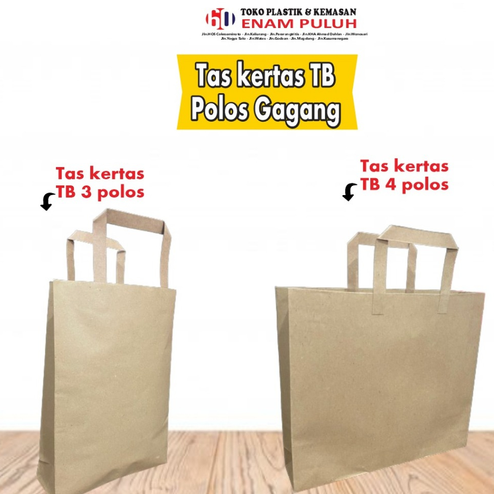 

Tas Kertas Coklat Gagang Besar TB Polos TB 3 & TB 4 Polos isi 20 pcs Paper Bag Coklat