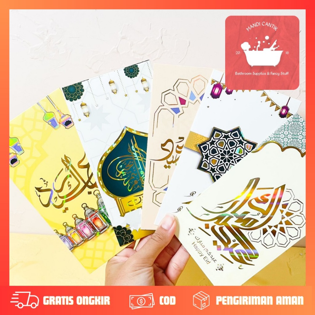 

amplop karton lebaran mewah 1 set isi 5 pcs Angpao THR Eid Mubarak ukuran (9 cm x 15 cm ) MN-1164