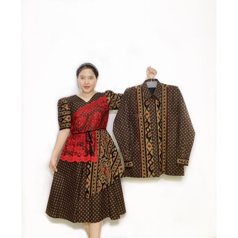 Open PO Dress batik lawasan kombinasi motif tenun/kemeja motif tenun/Dress kemeja batik/Baju couple 
