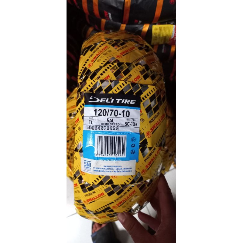 Swallow Deli Tire Ban Motor Vespa Ring 10 120/70 Ban Tubles Ban Vespa