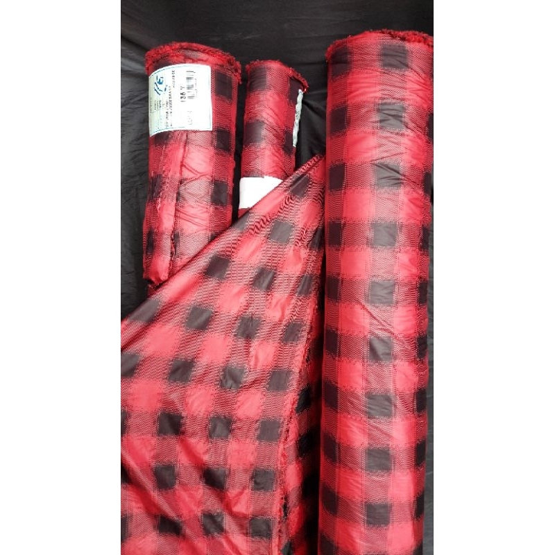 Kain bahan parasut motif kotak kotak korea waterproof/