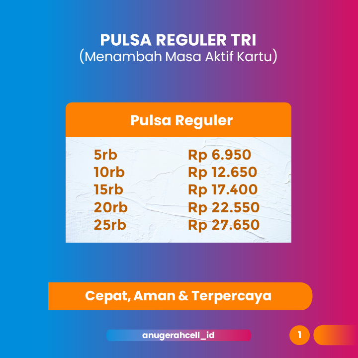 PULSA TRI 5 RIBU - 25 RIBU••
