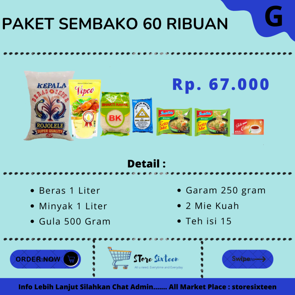 

Paket Sembako Murah 60 Ribuan G / Paket Sembako Murah By Storesixteen