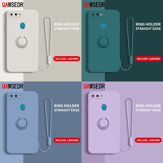 Oppo A5S A12 A7 Case Candy Ring Stand Bracket Holder TALI Silicone Casing Lanyard FC