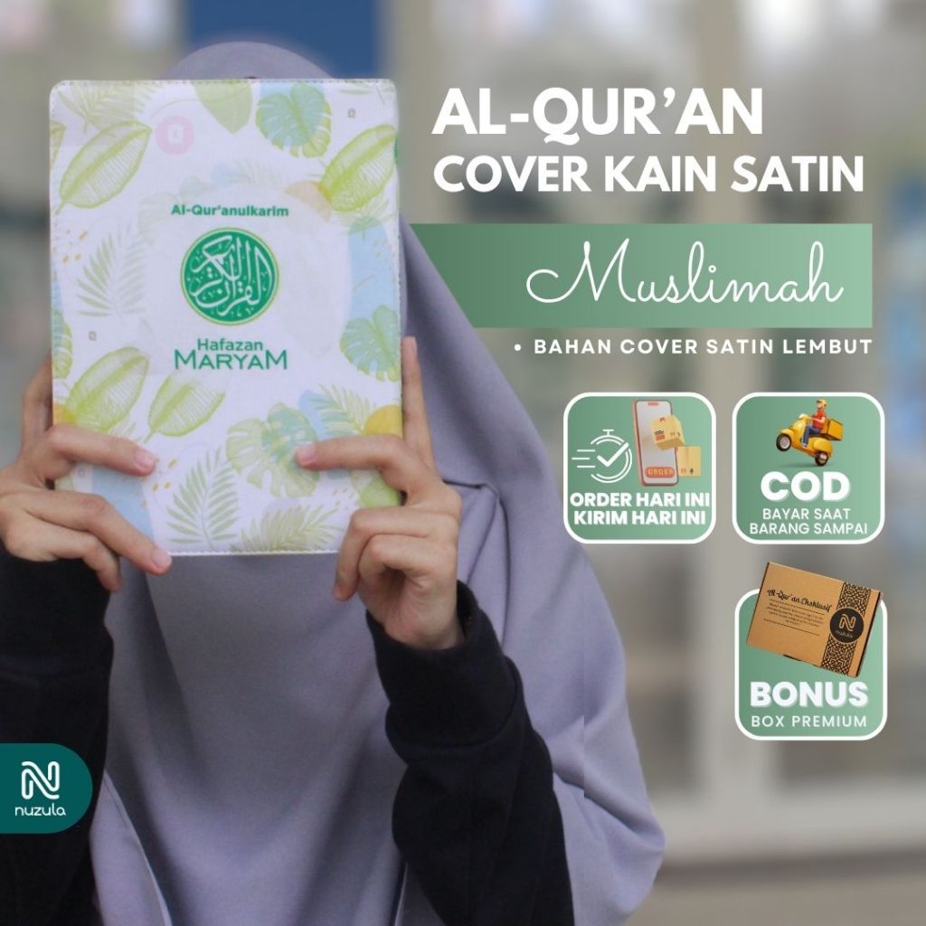Al Quran Wanita Muslimah Cover Kain Satin Motif Bunga - Alquran 30 Juz Hafalan Variasi Terjemah dan Transliterasi Latin Per Kata Nuzula