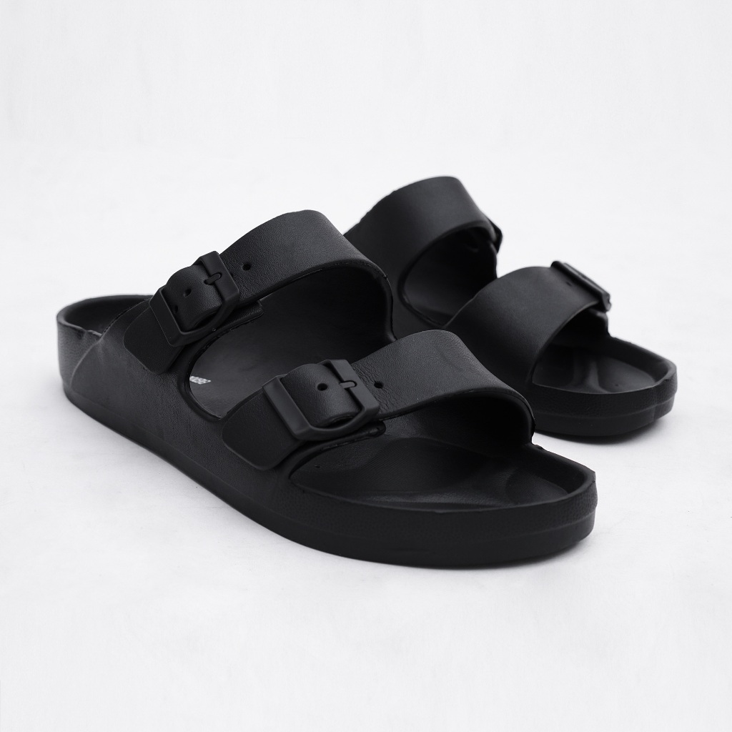 Sandal Pria Wanita hitam Double Strap Otaco