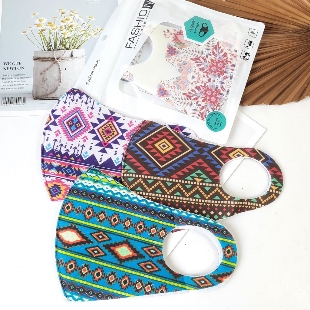 Oname.id Masker Motif Dewasa Double Spons Masker Import Dewasa Polos dan Motif