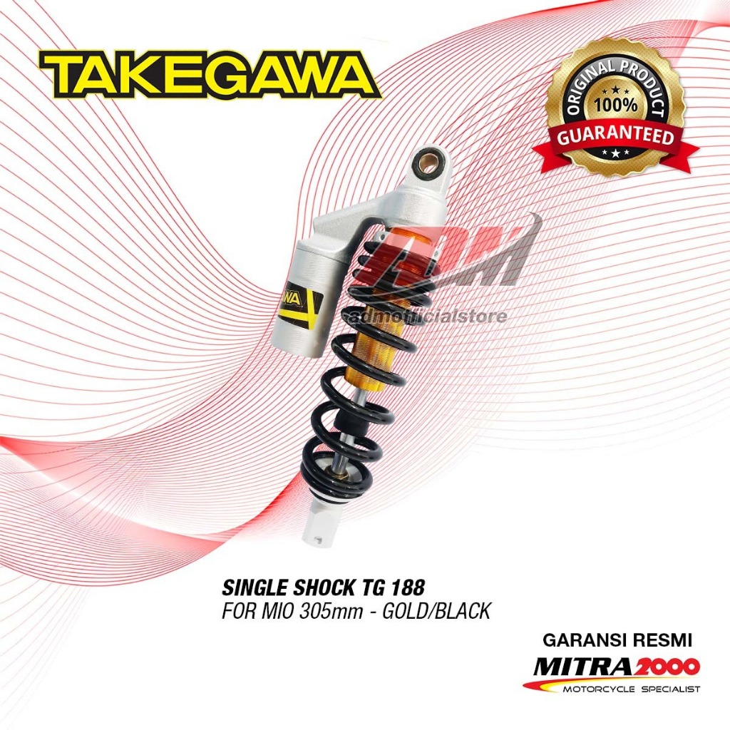 Single Shock TG188 TAKEGAWA Mio / Beat / Vario 125 (305mm / 325mm) Tabung Atas
