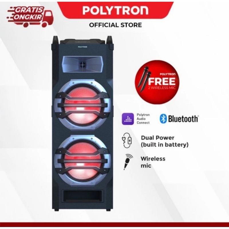 POLYTRON PTS 12KF25 Portable Speaker Bluetooth Karaoke 12 inch 85 WRMS PTS12KF25