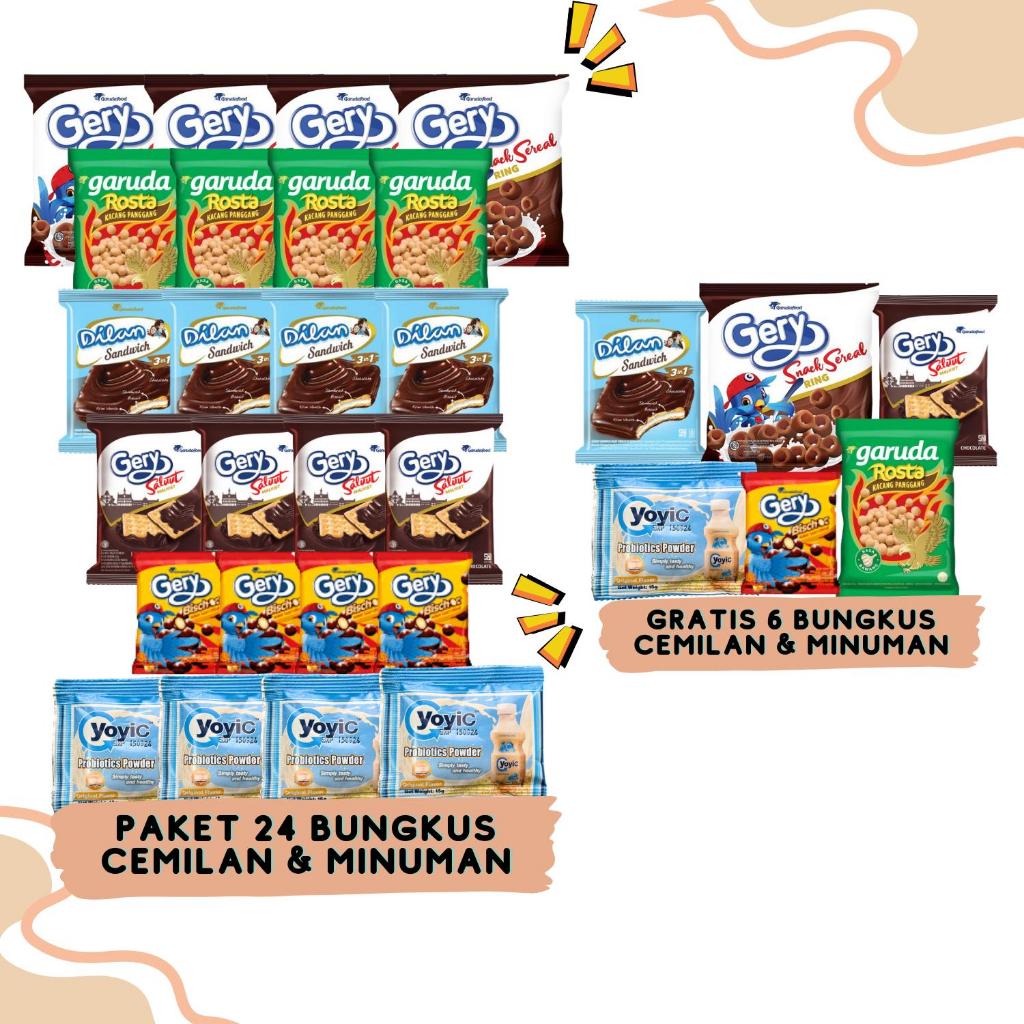 

[GRATIS 6 CEMILAN & MINUMAN] PAKET 24 BUNGKUS CEMILAN & MINUMAN