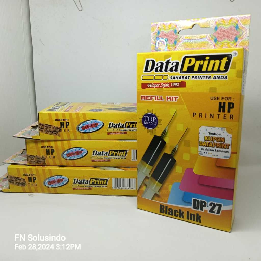 Refill Tinta Suntik Data Print DP27 DP 27 Black - Printer HP