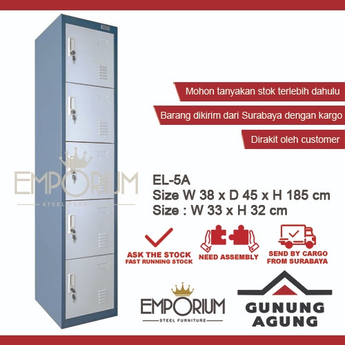 Loker Besi 5 Pintu Emporium EL-5 / Loker Karyawan 5 Pintu / Loker Besi Emporium / Loker 5 Pintu