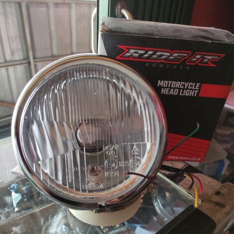 Head lamp reflektor lampu depan assy cb100 cb125 gl125 5.75 crom tebal full besi Ride it