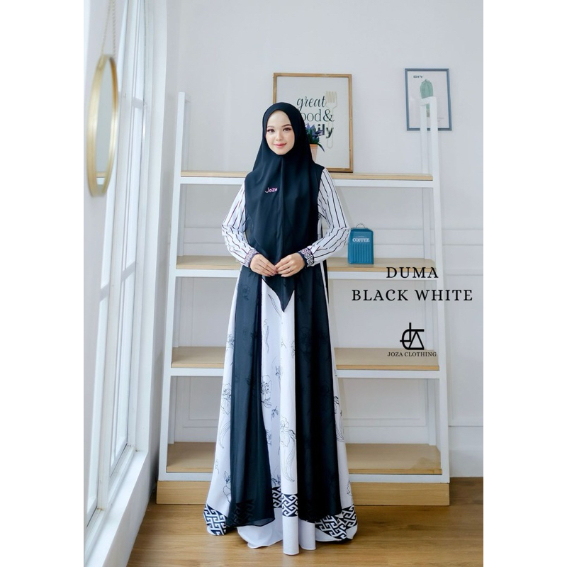 DUMA BLACK WHITE JOZA ARINA CLOTHING GAMIS DRESS BUSUI HITAM PUTIH
