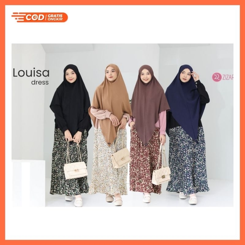 Gamis Wollycrepe Polos Kombinasi Plisket Motif Louisa Dress by Zizara