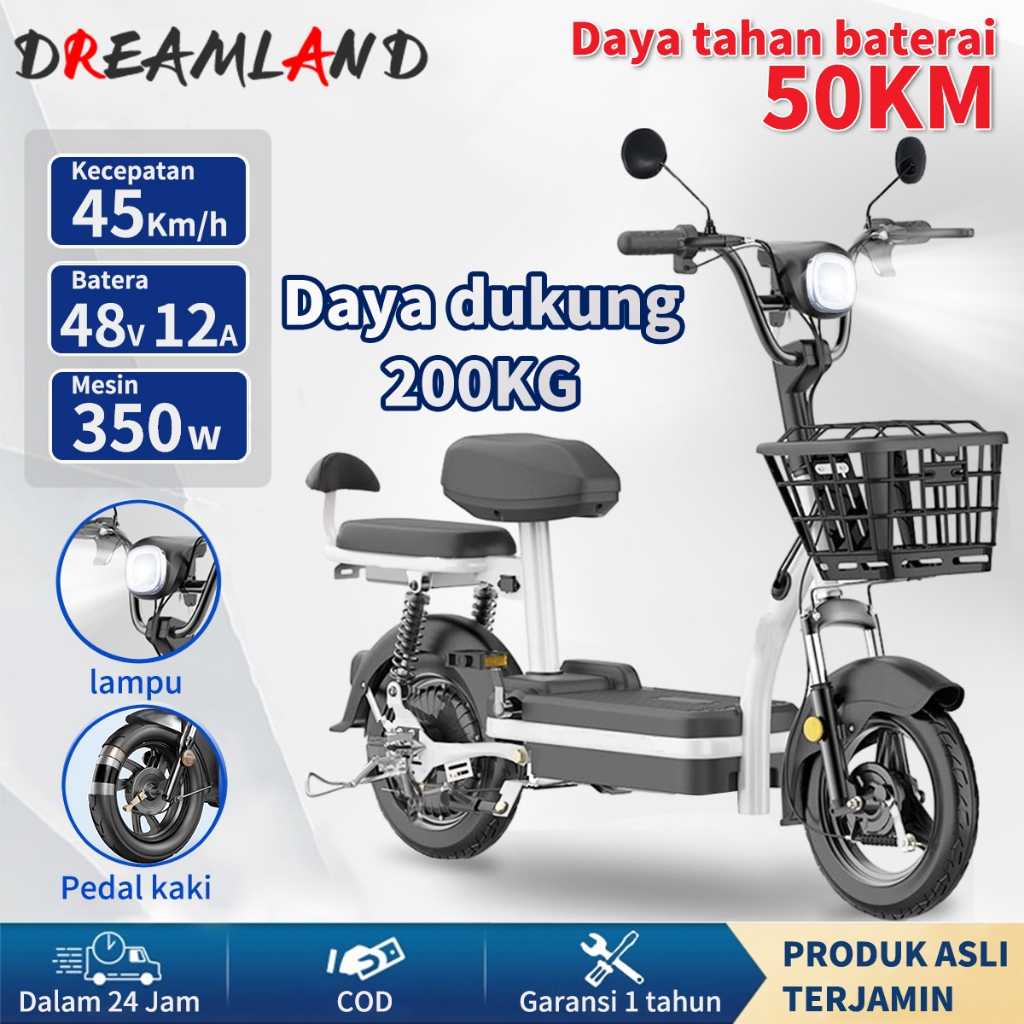Sepeda Listrik Dewasa Sepeda Motor Listrik Sepeda Listrik Dengan Pedal Kapasitas angkut 200kg Sepeda