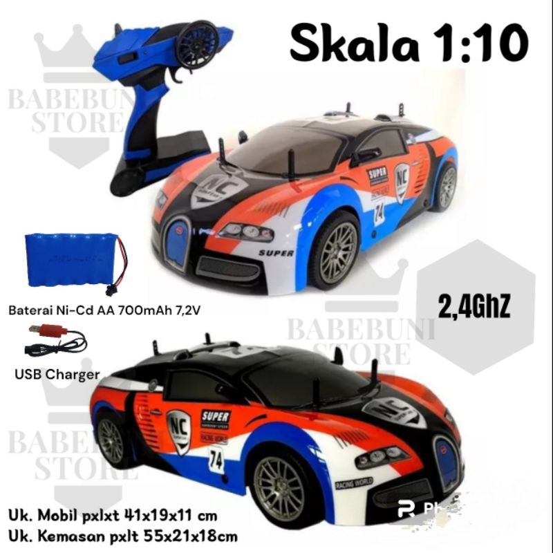 Mainan RC Remote Control Sedan Mobil Balap Racing Track Extreme 1:10 Jumbo Baterai Cas