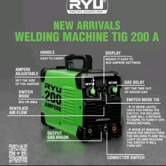 Mesin Las Argon Las Stainless Steel TIG200A RIT 200A RYU TEKIRO