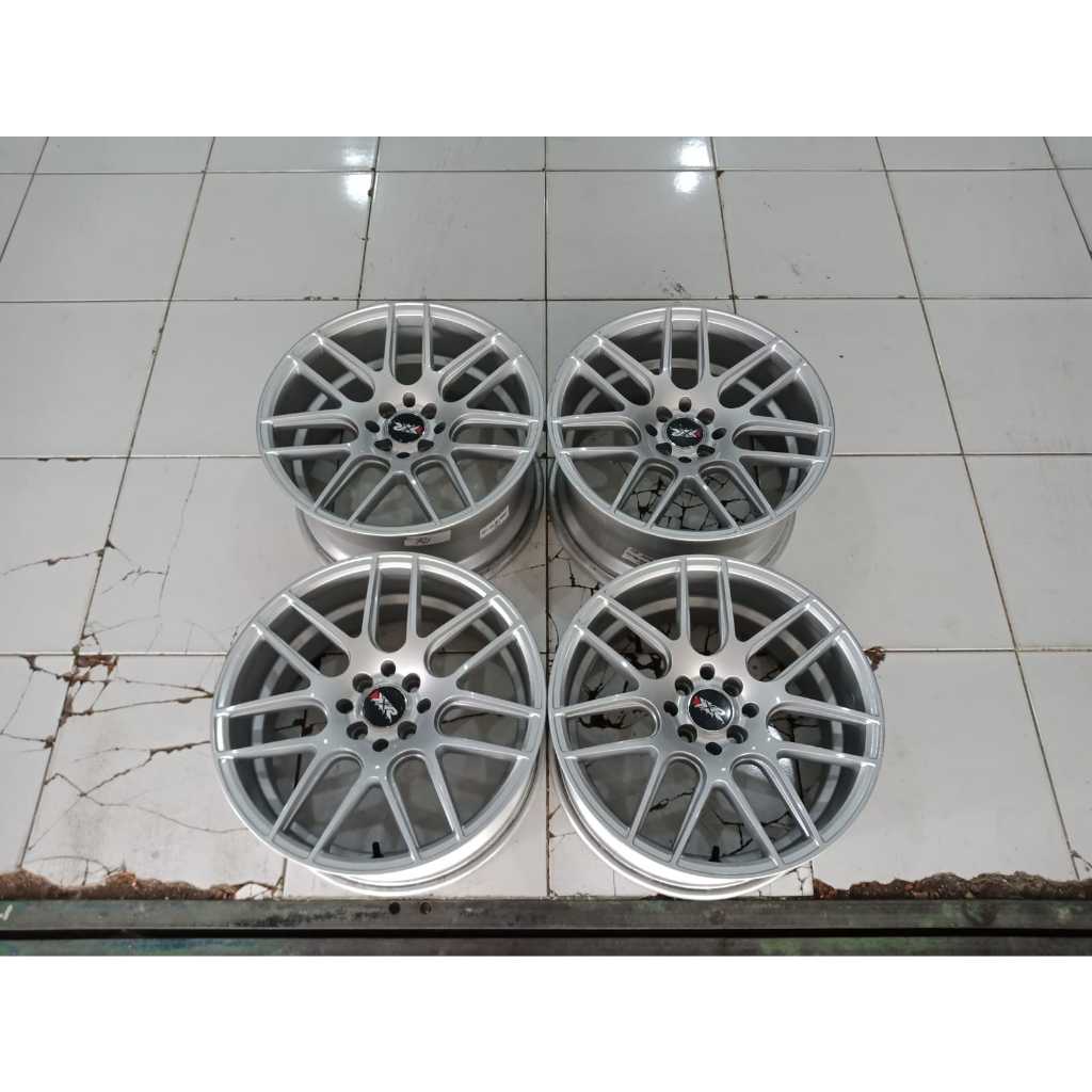 velg mobil racing xxr ring 17 lebar 8/9 pcd 4x100/114 silver seken 4 pcs
