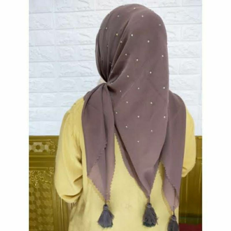 KERUDUNG SEGI EMPAT JAMBUL PAYET//HIJAB SEGI 4 JAMBUL PAYET ROSE GOLD // SEGI 4 TASEL// BAHAN PARIS 