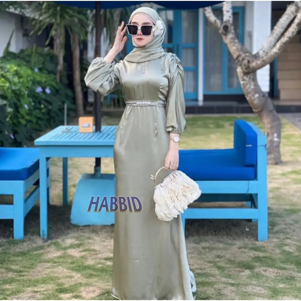 HABBID - Ranjani  Dress Satin silk baju dress seragam kondangan bridesmaid wanita gaun pesta dres le