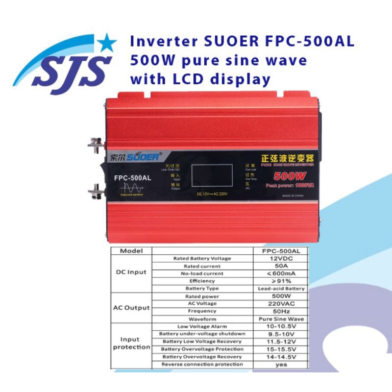 Inverter Suoer FPC-500AL pure sinewave 500watt