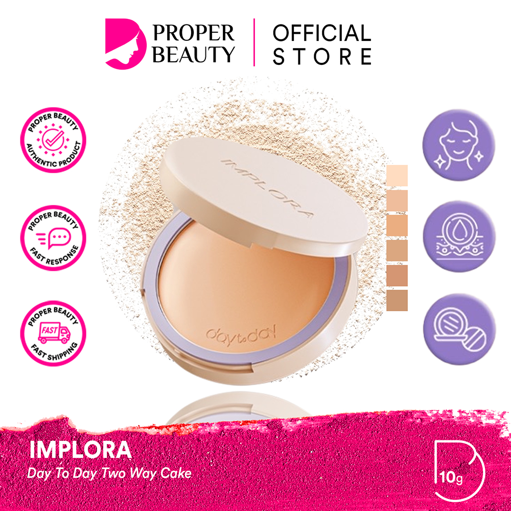 IMPLORA Two Way Cake Day To Day Indonesia / Bedak Wajah 10g / Blurring Effect & Luminous Finish / Oi