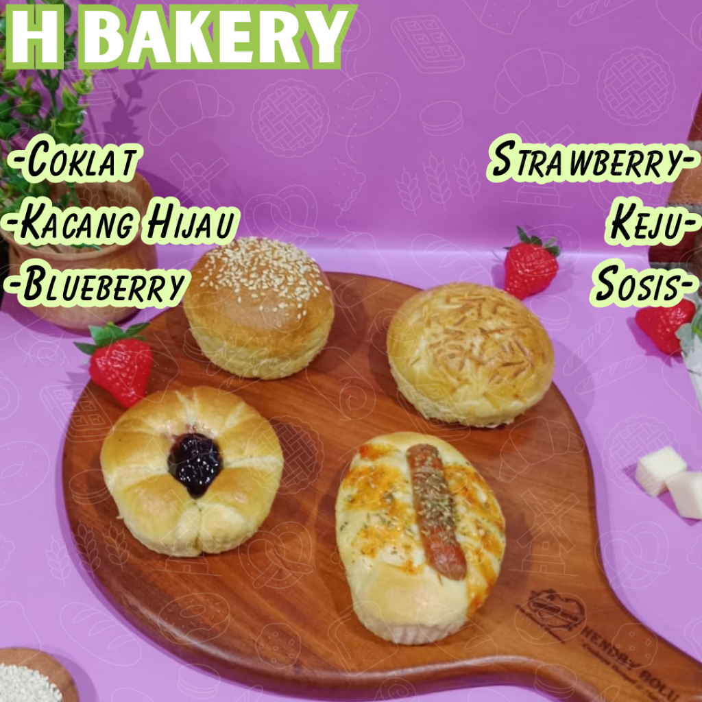 

Roti Manis / Roti Strawberry / Coklat / Roti Panggang / Snack Box / Blueberry / Kacang Hijau / Sosis / Keju