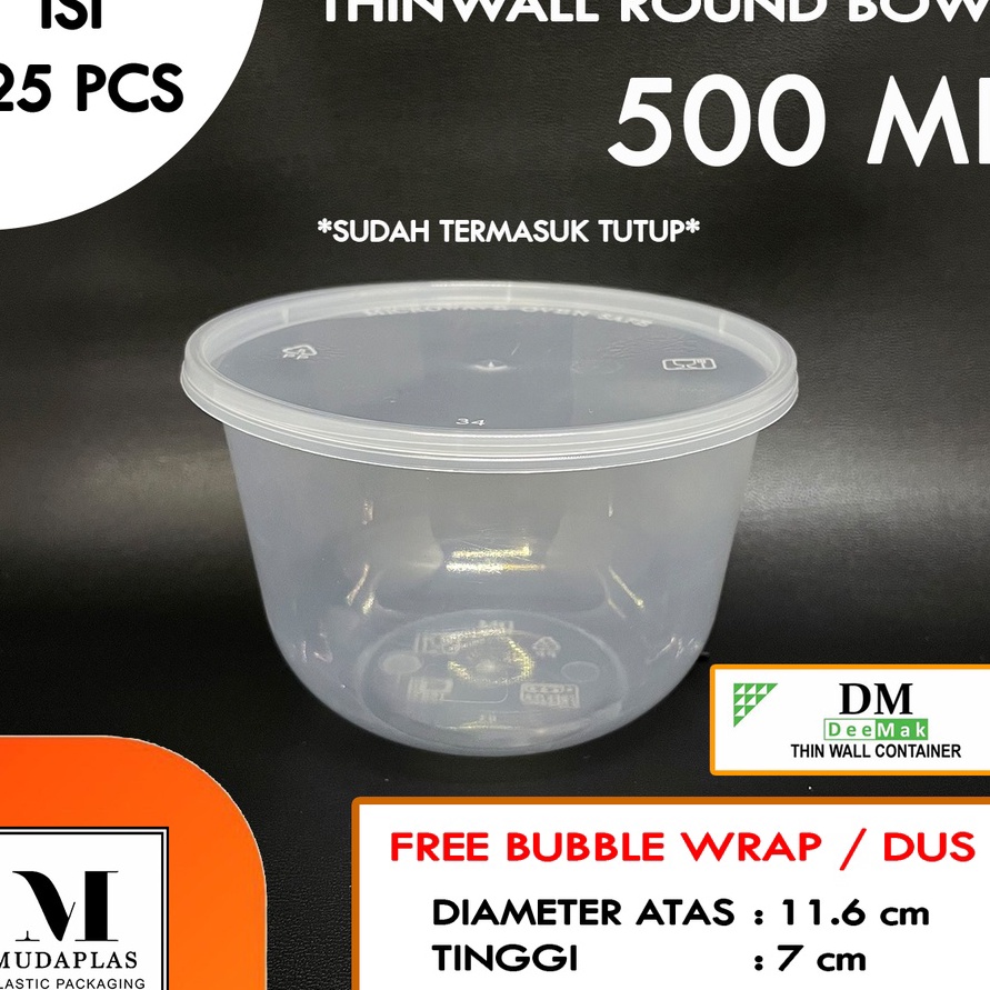 KI3 Thinwall Bowl 5 ml Bulat  Mangkok Plastik  Cup Puding DM Isi 25 pcs 5ml RB