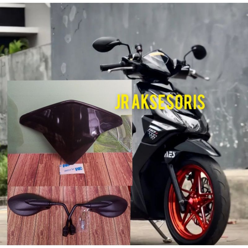 PAKET VARIASI VISOR PLUS SPION HONDA BEAT KARBU PNP
