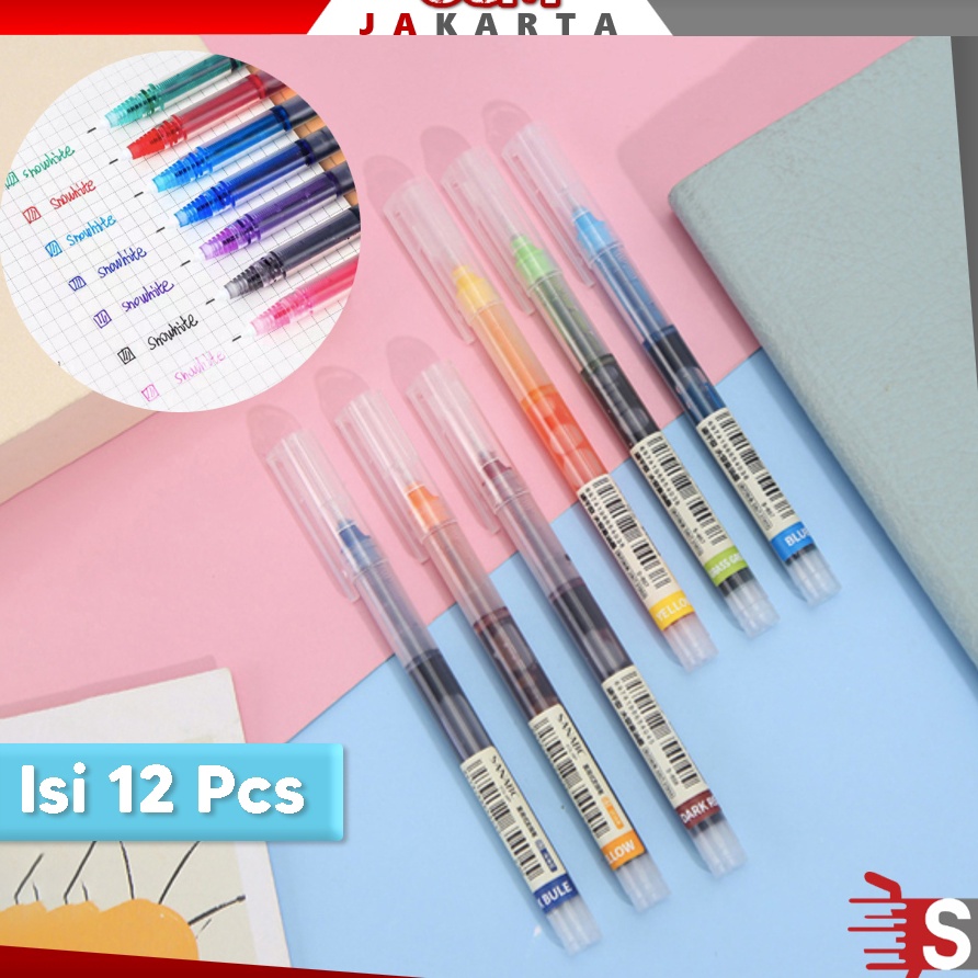 

FG2 OSM JKT S5944 Pena Cair Warna Warni 12 in 1 Alat Tulis Kantor Sekolah Pena Gel 5 mm 12 in 1 Pulpen Gel Cair untuk Sekolah