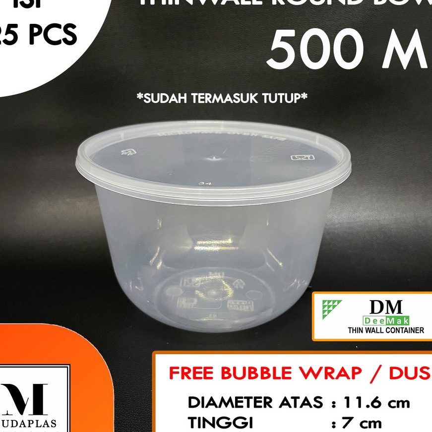 KI3 Thinwall Bowl 5 ml Bulat  Mangkok Plastik  Cup Puding DM Isi 25 pcs 5ml RB
