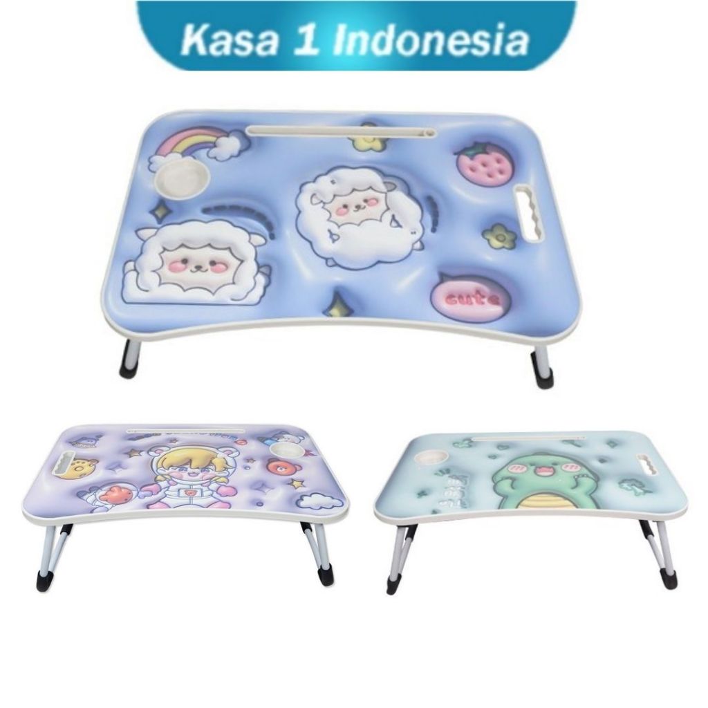Meja Lipat Anak / Meja Tulis Lipat Motif Karakter Gambar 3D Portable