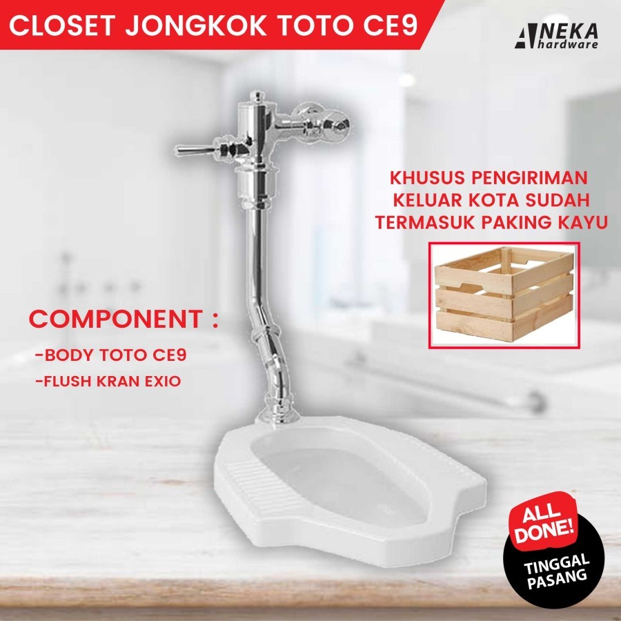Closet Jongkok TOTO CE9 Komplete Set Push Valve / Kloset Jongkok Flush - CE9+FLUSH EXIO
