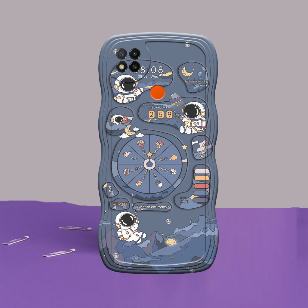 Soft Case Gelombang Hp Xiomi Redmi 9C - Redmi 10A  Case Pro Camera - Fashion Case Motif Astronot - C