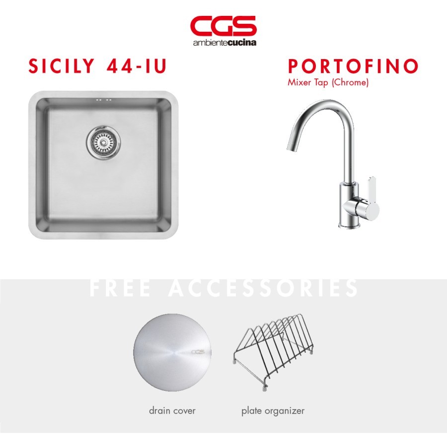 CGS Sicily 44-IU Kitchen Sink + CGS Portofino Mixer Taps