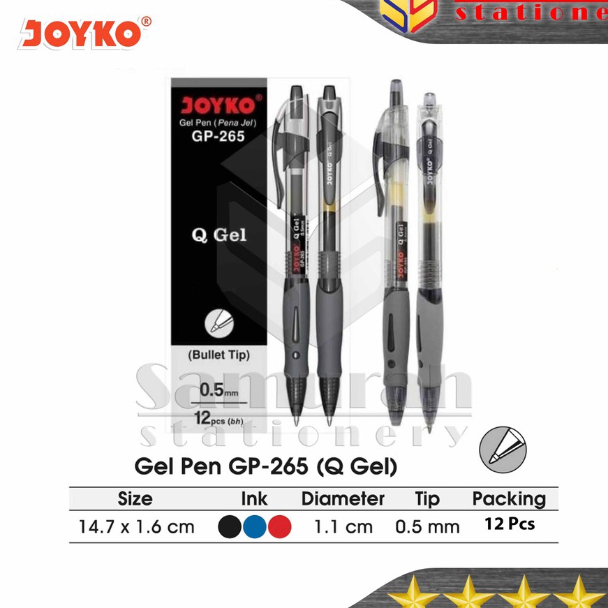 

KI3 Gel Pen Joyko Q Gel GP 265 GelPen QGel GP265 5 mm Pulpen JK GP265 Hitam Biru Merah Cetek