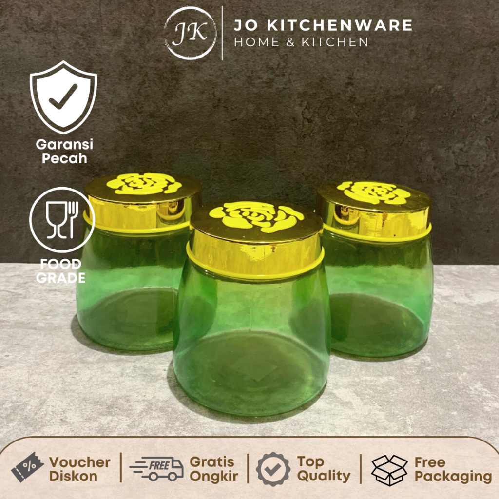Toples kaca lebaran cantik warna gradasi murah SET 3 PCS AF147