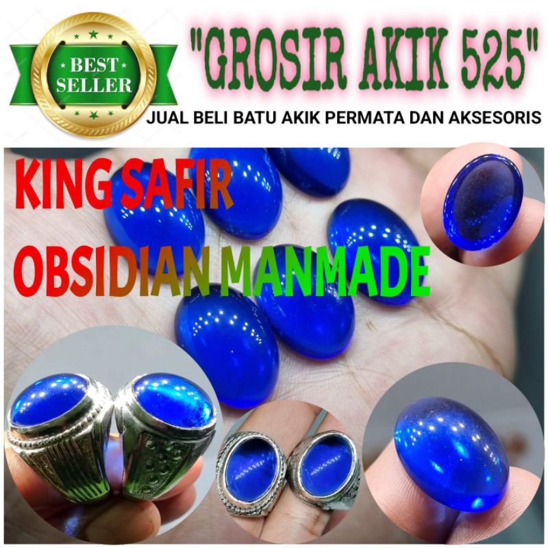 cincin batu akik permata king safir obsidian manmade tidak asli