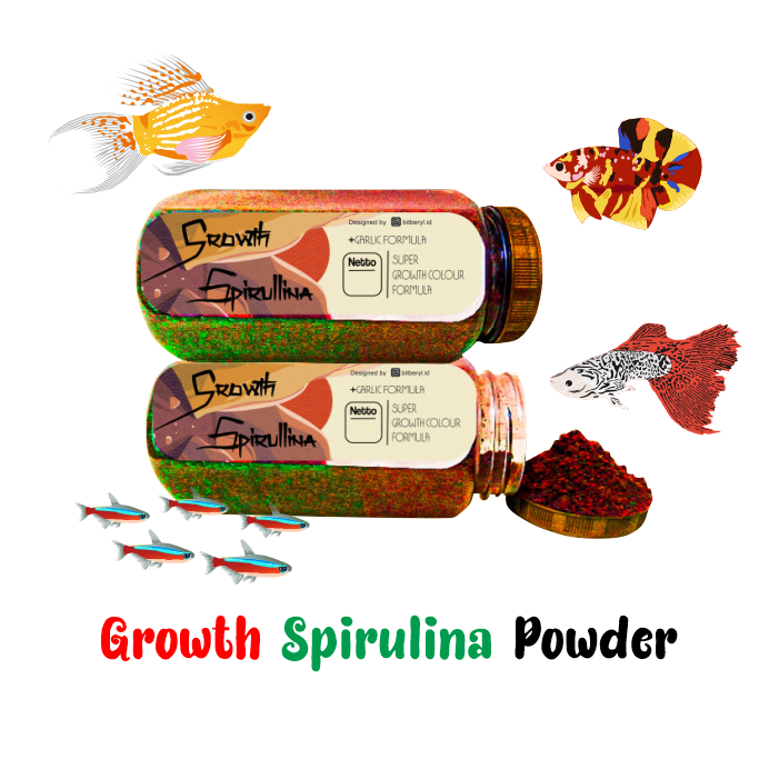 Ikanesia - Serbuk Growth Spirulina 400gr Ekstrak Bawang Putih Untuk Warna dan Imunitas Cupang, Guppy