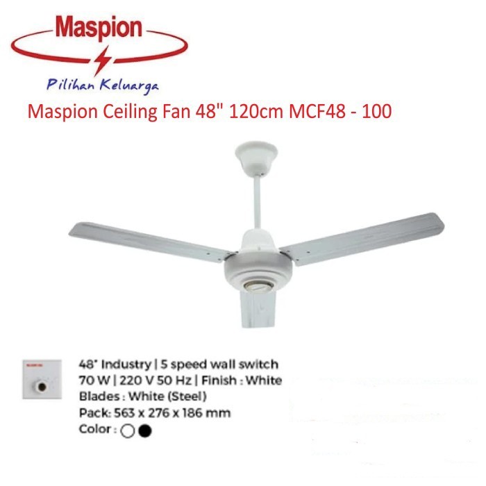 Maspion Kipas Angin Baling Gantung Plapon 48 in MCF48100 MCF 48100 WH MCF-48100