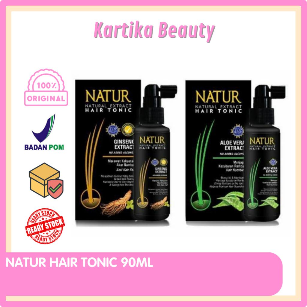 NATUR HAIR TONIC GINSENG ALOE VERA 90 ML HAIR TONIK GINSENG EXTRACT 90ML RAMBUT RONTOK RAMBUT BOTAK 
