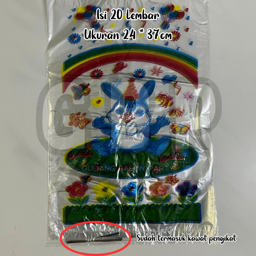 

[ISI 20 PCS] OPP Kantong Plastik Ulang Tahun / Kantong Souvenir BESAR + KAWAT (24x37cm)