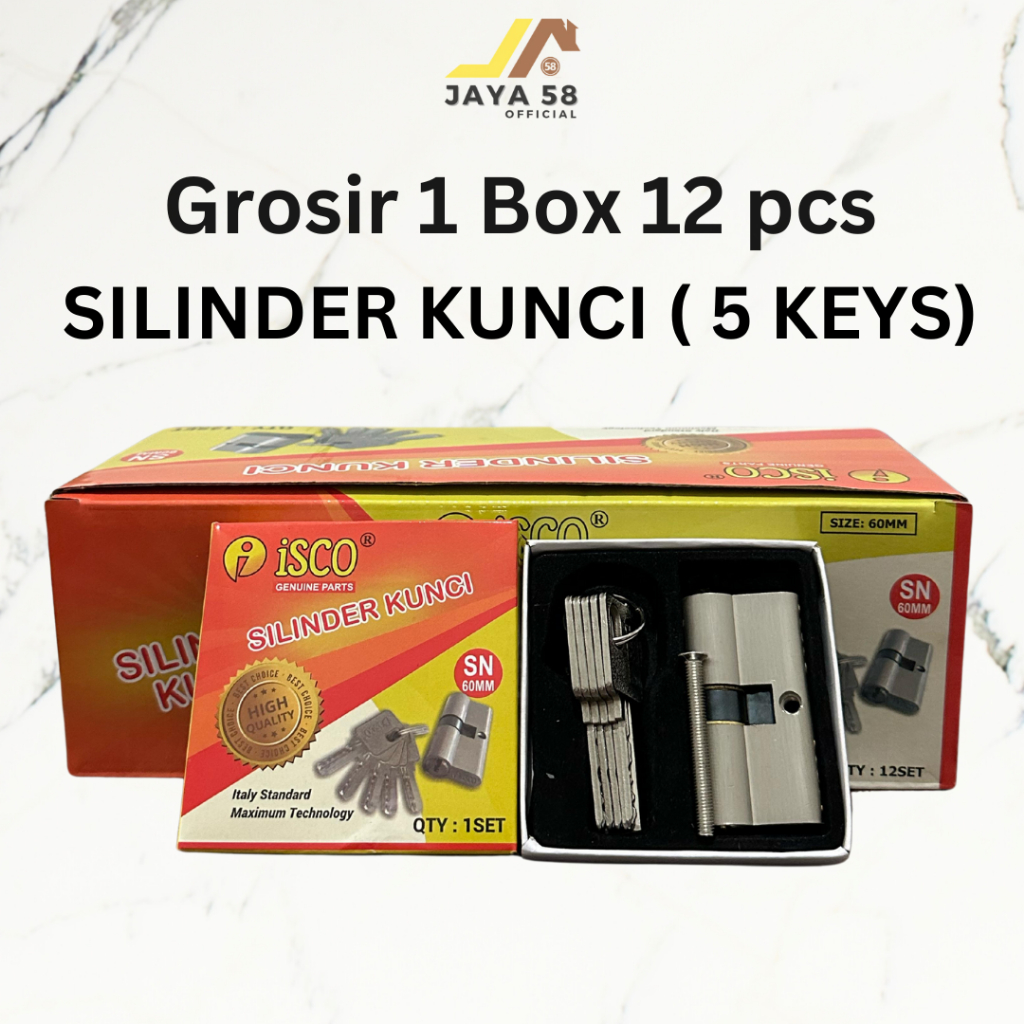 1 BOX 12 PCS Cylinder Kunci Pintu Kecil/ Tanggung & Besar 5 Anak Kunci CKey Silinder Pintu Jantung